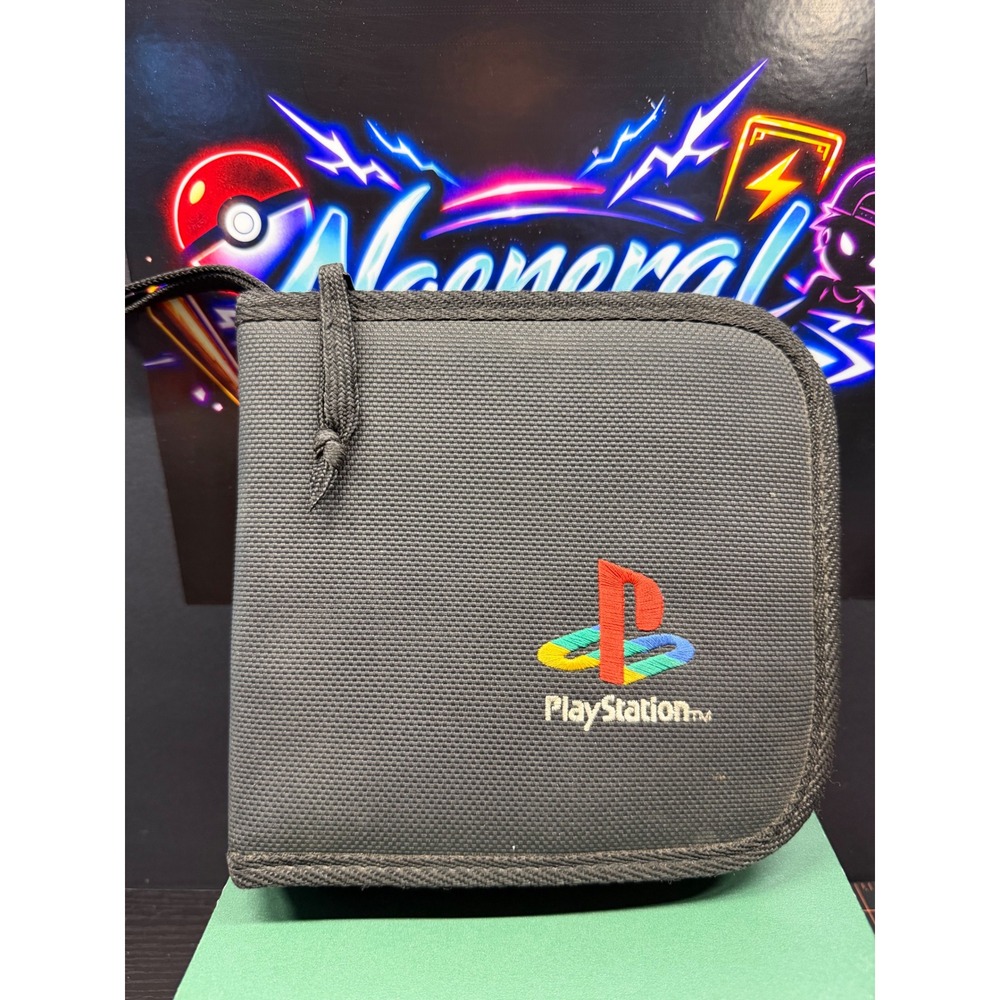 Vintage Sony PlayStation PS1 Grey Nylon CD Game Storage Binder Case Zip Wallet
